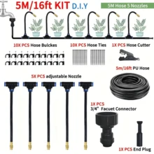 Kit De Sistema De Nebulização 5M Spray De Jardim Para Irrigação Automática Ajustável - Preto - Visão 5