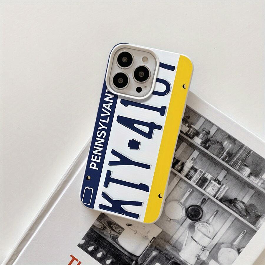 Funda protectora para teléfono con orificios grandes, diseño de letras azules y amarillas, compatible con phone 16 Pro, 16, 15 Pro, 14, 14 Plus/14 Pro, 13, 13 Pro, 12 Pro y 11/11 Pro. Ideal para cumpleaños y celebraciones. - Blanco - Ver 1