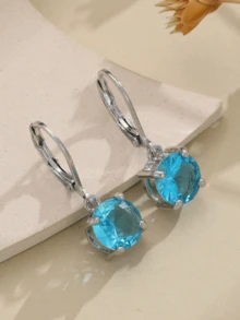 925 Silver Plated Fashionable Sexy Earrings, Elegant Cubic Zirconia Stud Earrings