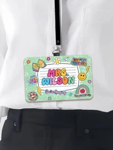 1 pieza Portaidentificación de cuero personalizado para maestros, regalo para maestros, regalo de aprecio a maestros, regalo de regreso a clases, portaidentificación personalizado con tema de útiles escolares, regalo de útiles escolares para maestros, impresión gráfica, suministros de regalo de Navidad, regalo de la semana de aprecio a maestros - Multicolor - Ver 23