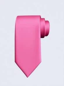 1 条男士领带，多功能商务，玫瑰红色领带，时尚简约，适合婚礼派对，新郎领带，商务装 - 玫紅色 - 查看 2