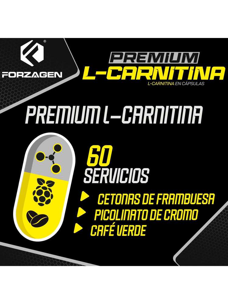 forzagen premium l-carnitina | L-Carnitine | 240 Mg L-Carnitine | 60 Servings | Pre-Workout | With Raspberry Ketones - Green Coffee - Chromium Picolinate | 60 Caps Maternal Vitamin B12 in Color:Black Suede Gym & Fitness