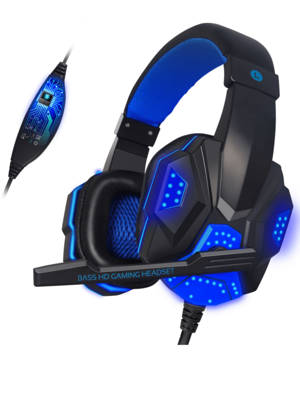 Fone De Ouvido Gamer Headset Com Microfone Led Azul P2