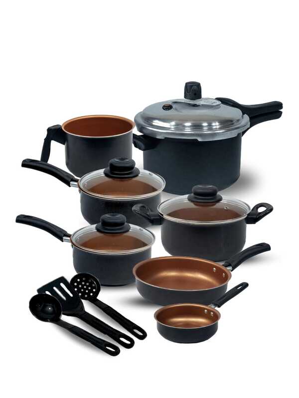 Kit Jogo de Panelas Lisboa 10 Peças Antiaderente com Panela de Pressão 3L, Caçarolas, Frigideiras e Utensílios