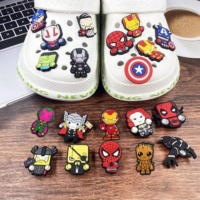 20pcs Mini  Heroes Series Shoe Charms Set, PVC Shoe Decorations For Beach Bag, Shoe Accessories Charms, Gift Idea For Birthday Christmas Valentine's Day Halloween Party Favors
