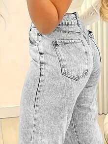 Teen Girls' Pocketed Straight Leg Loose Casual Versatile Jeans - 灰色 - 查看 4