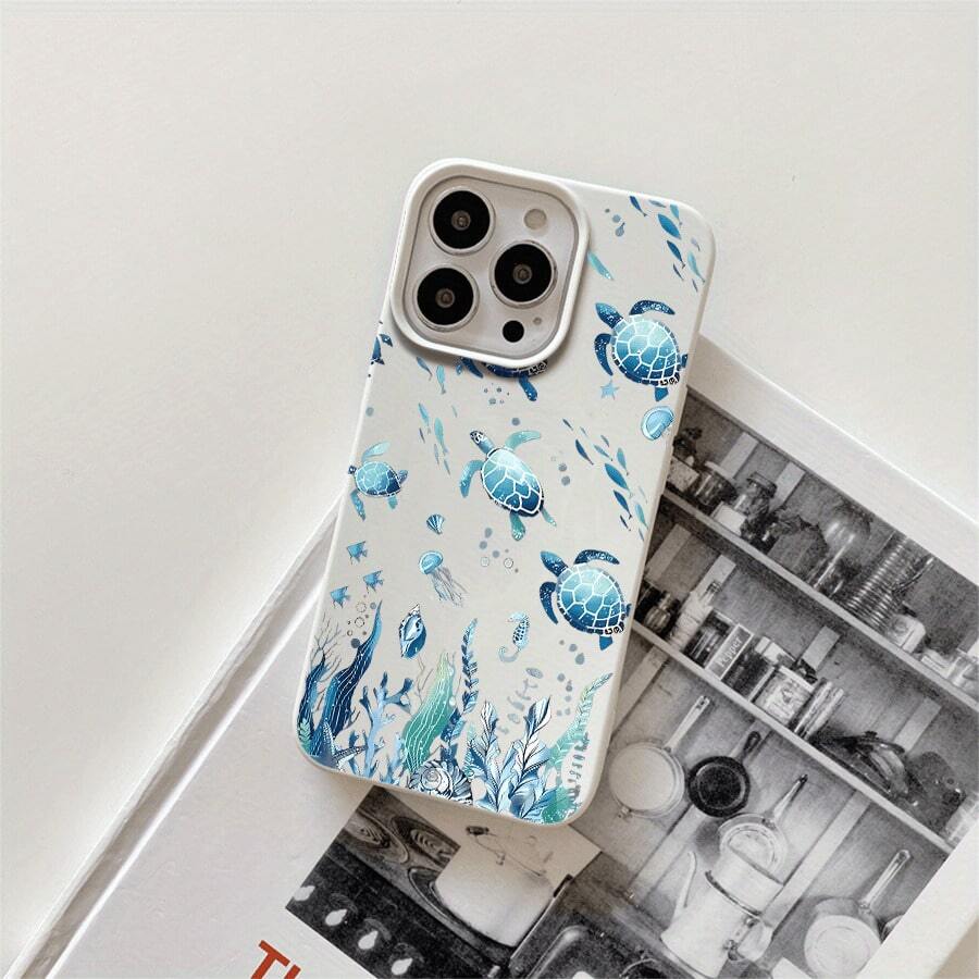 Funda protectora para phone con orificios grandes, diseño de algas marinas verdes, compatible con phone 16 Pro, 16, 15 Pro, 14, 14 Plus/14 Pro, 13, 13 Pro, 12 Pro y 11/11 Pro. Regalos para cumpleaños y celebraciones. - Blanco - Ver 1