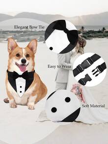 1pc Adjustable Dog Bow Tie Scarf With Bowtie Collar, Polyester All-Season Pet Accessory For Weddings, Parties And Photo Shoots, For Small To Medium Breeds, Elegant Wedding And Party Outfit