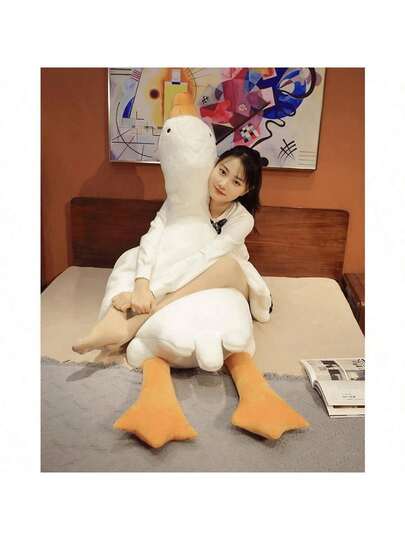 Bantal Boneka Angsa Putih Raksasa, Boneka Angsa Besar Empuk, Mainan Plush Tubuh Panjang Lembut, Bantal Peluk Lucu untuk Kamar Tidur, Hadiah untuk Dewasa & Anak-anak, Mainan Squishy Penyembuhan Emosional, Mainan Remas Pelepas Stres,