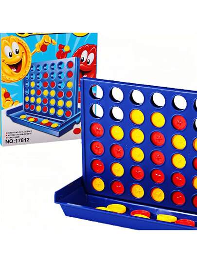 1 Set 3D Portable 4-In-A-Row & Tic Tac Toe Board Game, Tabletop Game, Multiplayer, Suitable For Group Entertainment, Can Be Gift