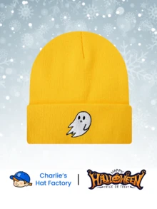 1 Pc Halloween Ghost Embroidery Beanie, Cute Classic Casual Simple Ultra-Light Comfortable Warm Stretchy Windproof Acrylic Knitted Hat, Great For Cycling Skiing Outdoor Adventures Winter Sports Parties Performances, Perfect Gift For Halloween Winter Season Fall - Little Ghost - View 16