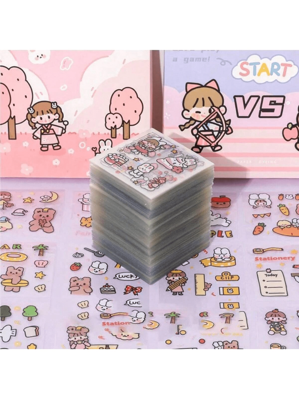 100pcs Cute Transparent Stickers For Planner, Girl Scrapbooking Bullet Journal Sticker Set