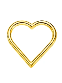 1pc Gold Plated Heart Daith Tragus Piercing Jewelry Stainless Steel Clicker Hoop Rook Cartilage Helix Earrings Nose Ring 16G Hypoallergenic Valentines,Mom,Mother,Mother's Day,Gift