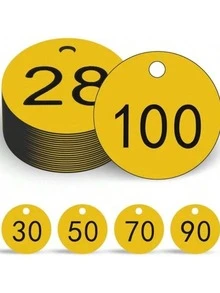 50 个塑料 ID 标签塑料数字标签雕刻数字标签，1-50 数字彩色标记标签，编号标签圆孔吊牌，数字标签钥匙扣数字标签圆形数字钥匙圈（红色），适用于学校用品，返校