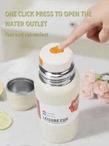 1 pieza Vaso aislado al vacío de acero inoxidable SUS316 de 450ml para uso en exteriores, con taza de bebida desmontable, retención de temperatura durante 24 horas, tapa hermética de apertura con una sola mano, duradero para bebidas frías, café, té, camping, senderismo, viajes, hogar y oficina, regalo ideal para actividades al aire libre, viajes por carretera, entusiastas del aire libre, artículo esencial de verano para beber, disponible en 4 colores - Multicolor - Ver 3