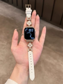 This Brand New Leather Band Is Compatible With Apple Watch Series 10/8/9/7/6/5/4/3/2/1 And Ultra 40mm, 44mm, 41mm, 45mm, 49mm, 42mm, And 38mm Models. It Is A Fashionable Women's Bracelet Accessory. It Is Not Stuffy Or Uncomfortable To Wear, And Very Suitable For The Wrist. - Platinum - View 3