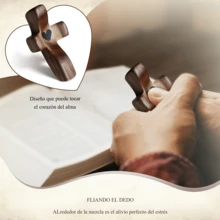 Cruz de madera,Cruz de mano para orar,Cruz de sanación Cruz de consuelo,Alivio para la ansiedad;Regalo de Pascua para iglesia ,Pieza de madera para el pulgar ,Regalo para familiares y amigos. - Camel - Ver 3
