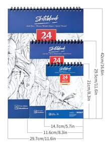 دفتر رسم سبيرال مقوى 1 قطعة، دفتر رسم مائي سميك مقوى 24 ورقة (78 رطل/160 جم/م2) A3/A4/A5، ورق رسم فني خالي من الحمض مناسب للرسم والرسم بالألوان المائية للبالغين والفنانين المبتدئين، هدية عيد الأم، لوازم مدرسية