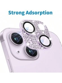1 件适用于 11/12/13/14/15/16 Pro/Pro Max/Plus 和 13 Mini 相机镜头保护膜，闪亮 3D 水钻闪光水钻 9H 钢化玻璃相机盖防刮防震镜头屏幕全保护套紫色防水防摔防指纹全盖适用于日常防护、办公室、家庭闪亮水晶手机相机盖防刮 - 淺灰紫 - 查看 2