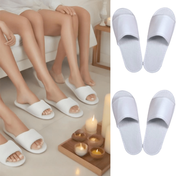 10PCS=5 Pairs Disposable Slippers Soft And Comfortable Suitable For Hotel Travel SPA Pedicure Disposable Slippers Expose Your Toes Flat Bottom Slippers