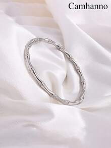 Camhanno Bộ 1/1 gồm vòng tay và nhẫn bằng thép không gỉ cao cấp, phụ kiện thời trang đa năng, món quà tuyệt vời nhất dành cho bạn gái. - Bạc - Xem 14
