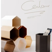 1/2/3pcs Minimalist Hexagon Pen Holder, Office & Student Desk Organizer, Luxury Minimalist Style Large Capacity Desk Decor & Stationery Storage, Suitable For Home, Office, And School