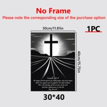 1 pièce Affiche croix noir et blanc, Écriture sainte célèbre, Ésaïe 54:17, pour l'art mural chrétien, versets bibliques, décoration murale noir et blanc, décoration murale, art mural, affiches, à accrocher, convient pour la décoration de la chambre, la décoration de la salle de bain, la décoration du salon, la décoration de bureau, élément de décoration parfait - Matériau canevas (cadre en option)