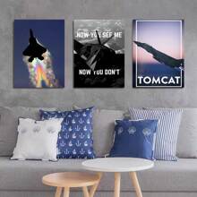 YIKES 1pc Optional Frame Canvas Wall Arts Posters - Jet Series (A10, F22, F14, F15, F16, Apache) - Vintage & Classic Military Aircraft Decor For Living Room, Bedroom, Office, Or Dormitory - High-Quality Ink Print On Durable Canvas, Airplane Decor