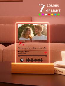 Đèn ngủ LED âm nhạc tùy chỉnh, bảng LED âm nhạc tùy chỉnh, đèn LED cá nhân hóa kèm ảnh và đế gỗ, bảng acrylic âm nhạc cá nhân hóa, đèn âm nhạc kèm ảnh tùy chỉnh, quà tặng bảng ảnh âm nhạc, bảng âm nhạc phát sáng, quà tặng ngày Valentine, quà tặng cho cặp đôi, quà kỷ niệm ngày cưới đầu tiên, quà tân gia, quà Giáng sinh cho bạn trai/bạn gái/vợ/chồng. - Tiểu Phương 1p+Fangtu Nhạc 5 - Xem 11