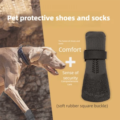 2 Pairs/4 Pairs Dog Shoes - All-Weather Anti-Slip Wear-Resistant Waterproof Design - Winter Snow Boots, Summer Hot Ground Protection, Rainy Day Essential, Outdoor Adventure Gear, Elderly Dog Mobility Aid, Wood Floor Protection