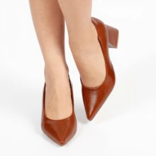 Women's Pumps Pointed Toe Thick Heel Medium Block Stable Comfort Luxury Modern Casual Classic Formal Work Office - 駝色 - 查看 6