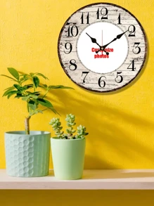 可定制静音木质挂钟 10-12 英寸圆形现代设计，个性化照片选项，电池供电（不含 AA 电池），非常适合周年纪念、生日和家居装饰，易于组装，家居装饰时钟 | 照片挂钟 | 装饰钟针，时钟墙面装饰