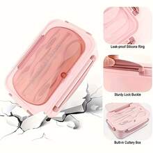 Set de loncheras bento para adultos + bolsa térmica para el almuerzo - Lonchera bento a prueba de fugas de 1200 ml, espaciosa lonchera de 3 compartimentos, perfecta para la oficina, la escuela, camping y picnics - Soluciones de almacenamiento de cocina, lonchera para hombres y mujeres para el trabajo - Azul - Ver 8