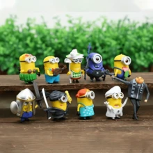Minions 10个迷你PVC小摆件 - 适合装饰和收藏，家居、车内装饰，节日礼物，生日、圣诞节、感恩节的完美之选，可爱生动的设计，耐用塑料材质，收藏套装 - 彩色 - 查看 2