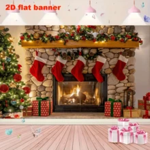 1 件圣诞壁炉红色长袜背景装饰、房间、摄影工作室道具 - 多用途家居装饰横幅,适用于家居装饰、派对、工作室和户外庆祝活动 - 1個 - 查看 5