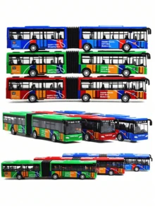 1:64合金压铸巴士模型车城市快车1:50豪华双层巴士灯光音乐铸造车金属玩具趣味回力儿童男孩礼物热销飞机救护车压铸巴士巴士玩具玩具巴士返校 - 藍色 - 查看 5