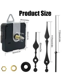 一套静音钟机芯套件，包含1个机芯和3根备用指针，适用于厨房/闹钟/挂钟/手表维修，室内装饰电子钟，卧室/宿舍装饰，节日礼物，家居装饰