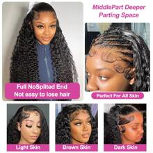200% Density Jerry Curly Lace Front Wigs Blended Hair 13x4 HD Deep Wave Lace Frontal Wigs 8-34 Inch Glueless Pre Plucked Pre Cut Natural Hairline With Baby Hair 4x4 5x5 13x6 Water Wave Lace Front Wigs For Black Women Daily Use - Natural & Black - View 7