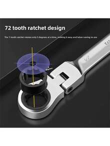 10mm 快速汽车维修工具，多尺寸 72 齿旋转头花键棘轮扳手