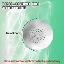 50 szt./100 szt./folia do fajki wodnej z otworami - aluminiowa folia do fajki wodnej z otworami | Folia do fajki wodnej z otworami na głowicę do fajki wodnej | Akcesoria do cybucha do fajki wodnej | Folia do tytoniu smakowego 4,7 cala 0,02 mm