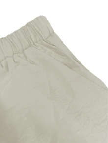 Spring, Summer, Autumn Casual Polo Collar Cardigan, Versatile Solid Color Elegant Blouse Top, Suitable For Beach, Daily Commute, Work, Shopping, Soft & Comfortable Fabric, Elastic Waist Loose Pants, 2 Pieces Set