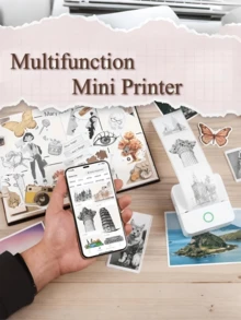 1pc Portable Mini Wireless Printer, Small Home Bluetooth Photo Printer, Ink-Free Thermal Printing, One-Click Printing, Clear Content, Compact And Convenient, Instant Capture, Search And Print, Record Wonderful Moments, Perfect Christmas, New Year, Birthday Gift For Friends And Family