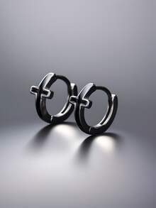 1 par de brincos da moda, primavera/verão, estilo casual e descolado com sobreposição em forma de cruz, adequado para uso diário masculino, passeios, trabalho, um ótimo presente de aniversário para amigos