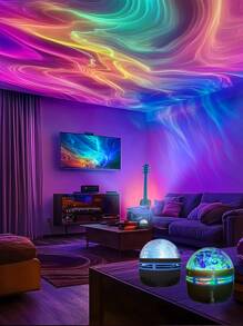 Aurora LED Projector Light With Remote Control - USB-Powered Galaxy & Nebula Ceiling/Desk Lamp, Adjustable Brightness, Aurora Borealis Effect In Pink, Blue, Purple, Green, For Bedroom, Living Room, Home Theater, Office Decor - Modern Astronomy Lighting, Moon And Stars Decor, Ambient Room Lighting, Fantasy Atmosphere, Highquality Lighting, Plastic Construction, Bedroom Lighting