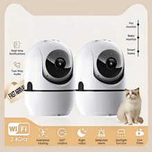1pc 1080P HD Smart IP Camera, 2.4G WiFi/5G WiFi, Night Vision, Two-Way Audio, Motion Tracking Audio Alarm, 355° Panoramic Monitoring, Suitable For Indoor & Outdoor Security Surveillance | Single Antenna | Compact Camera - White - View 1