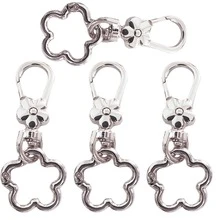 4pcs Flower Buckle Hooks, Swivel Hooks, Dog Clips, Suitable For DIY Hanging Cords, Metal Keychain, Metal Shaped Spring Clips, Carabiners, Key Rings, Bag Clips, Dog Leash Clips, Christmas Gifts - White - View 11