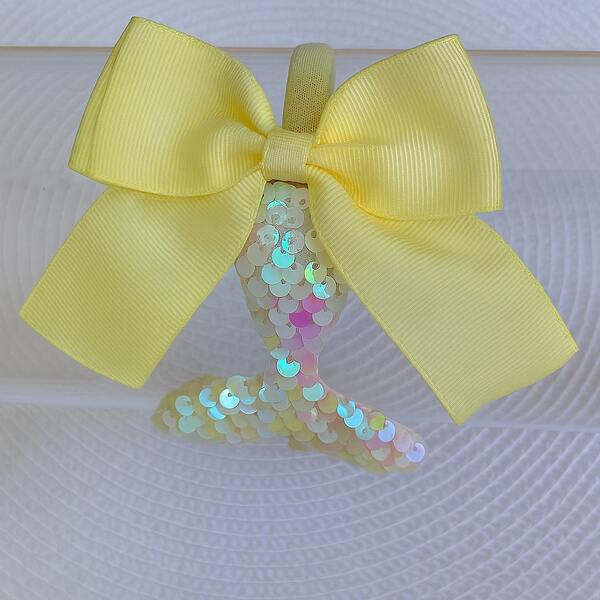 Tiara Infantil Sereia Laço Cauda Lantejoulas Paete Brilho Tematica Menina