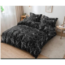 4 Pcs Complete Bedding Sets With Marble Design - White with gold marble design - View 5