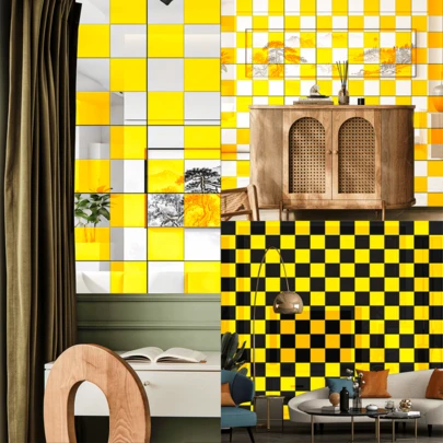 1 件 11.8 * 11.8 英寸亚克力镜面墙贴 - 自粘，用于背景装饰、贴纸、墙贴、乙烯基贴纸、用于家居装饰、春季装饰项目让您的家焕然一新、Rama 装饰贴纸生日毕业礼物