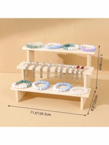 1pc Wooden Display Rack With Transparent Shelves, Multi-Layer Figurine, Blind Box, Jewelry, Cosmetics Storage Organizer - Wood Color - View 9